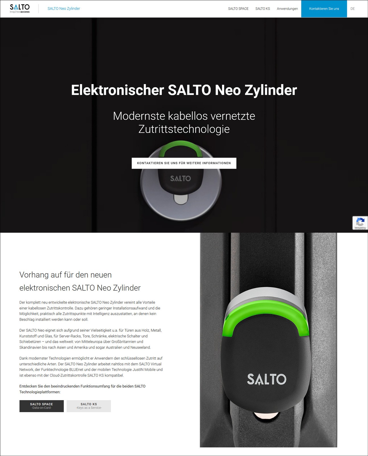 Der Salto Neo Zylinder hat eine eigene Microsite mit vielen nützlichen Informationen bekommen.