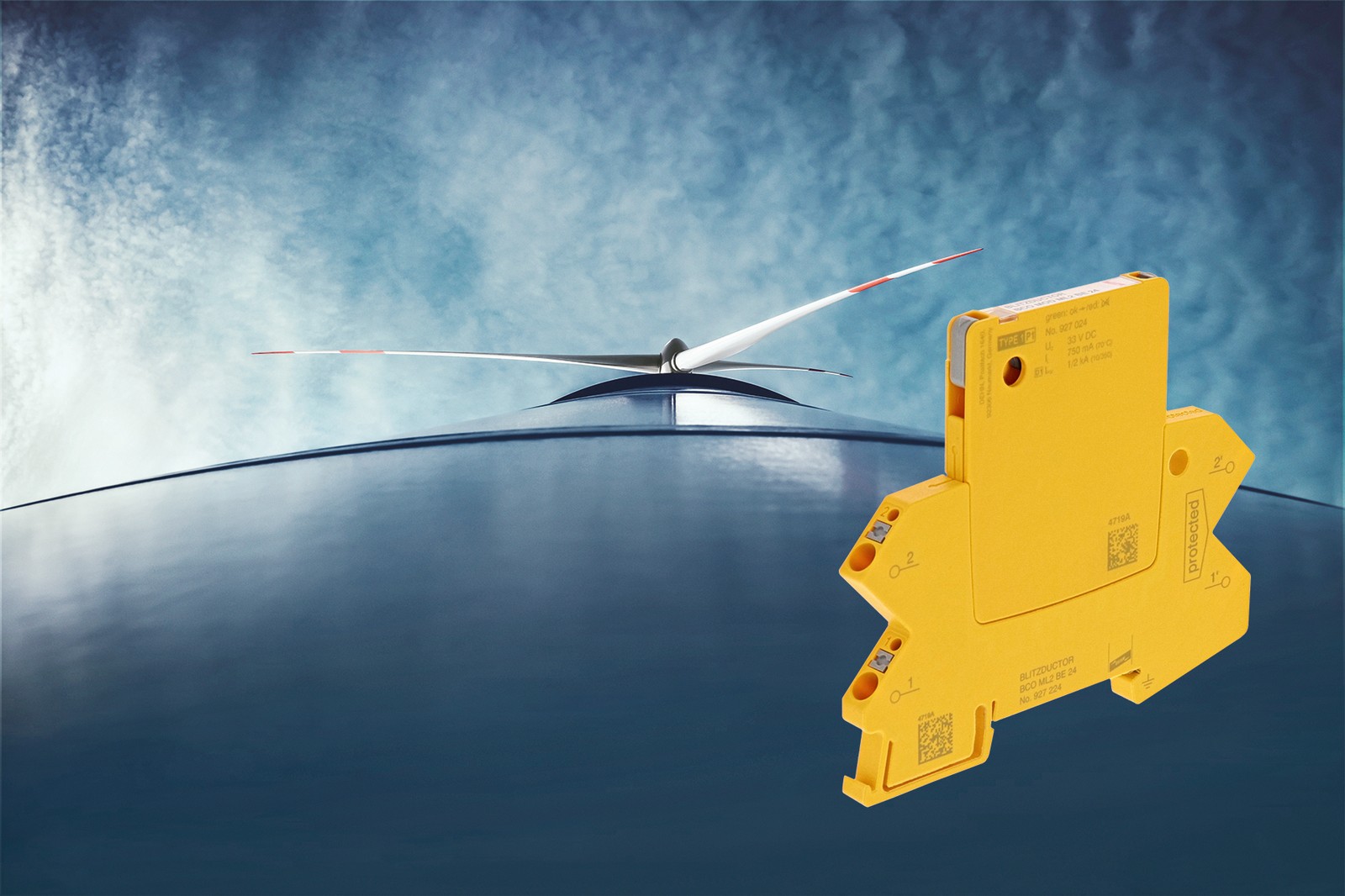Die Lösung von Dehn bietet modularen und robusten Überspannungsschutz für Windenergieanlagen.