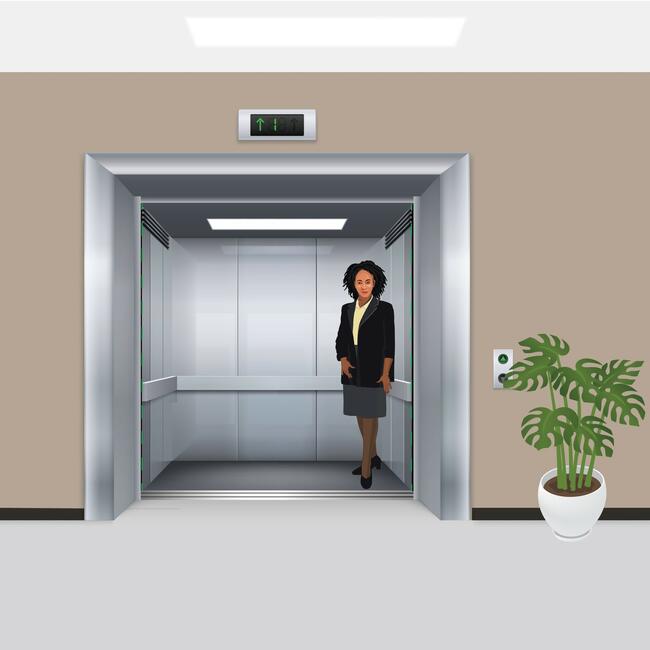Ein Beispiel: Für diesen Aufzug zur Einhaltung des Mindestabstands ist eine Höchstanzahl von zwei Gästen zulässig.