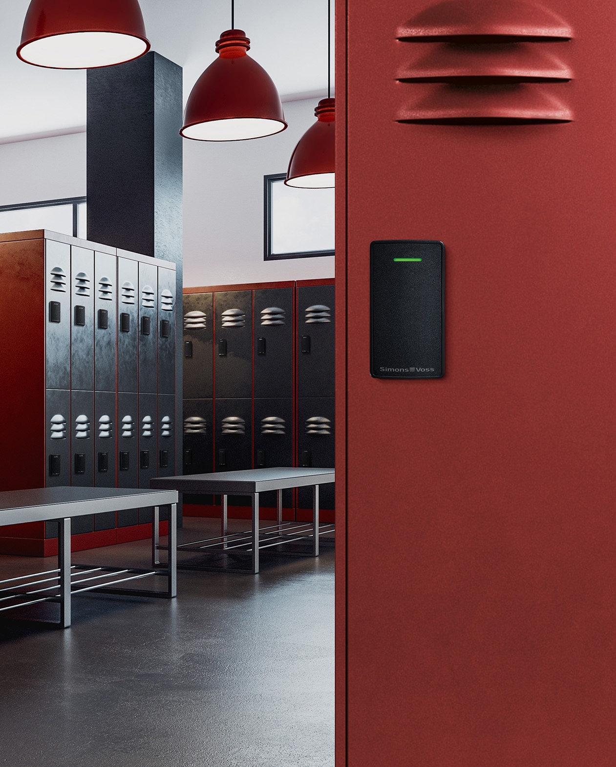 Das neue digitale Schrankschloss „Smartlocker AX“ von Simons Voss sichert Spinde, Umkleidekabinen oder auch Depotfächer. 